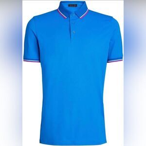 G/FORE Racer Blue Pink Dual Line Short Sleeve Golf Polo